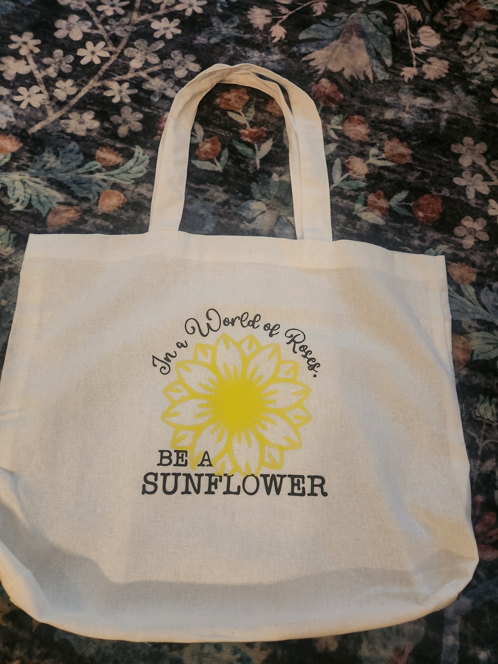 Cream Sunflower Tote Bag - Be A Sunflower